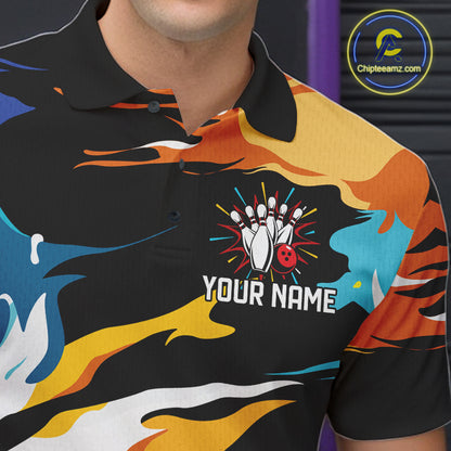 Colorful Crown Bowling Jerseys Bowling Polo 1/4 Zip Shirt For Men Custom Bowling Team Shirts NYN4176