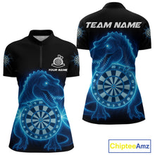 Load image into Gallery viewer, Custom Horror Dinosaur Lightning Blue Dartboard Dart Women Quarter-Zip Jerseys Funny Dart Shirts NYN1740