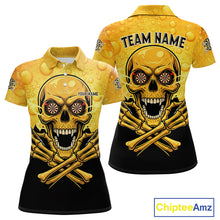 Load image into Gallery viewer, Funny Beer &amp; Skull Dartboard Women Polo Darts Shirt Custom Name &amp; Team Dart Jersey NYN2011