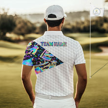 Load image into Gallery viewer, Personalized Mens Golf Polo Shirt Custom Name Holographic And White Golf Ball Golf Attire NYN2912