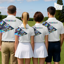 Load image into Gallery viewer, Personalized Mens Golf Polo Shirt Custom Name Holographic And White Golf Ball Golf Attire NYN2912