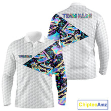 Load image into Gallery viewer, Personalized Mens Golf Polo Shirt Custom Name Holographic And White Golf Ball Golf Attire NYN2912