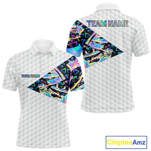 Load image into Gallery viewer, Personalized Mens Golf Polo Shirt Custom Name Holographic And White Golf Ball Golf Attire NYN2912