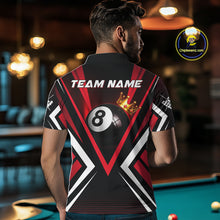 Load image into Gallery viewer, Personalized Crown 8 Ball Pool Black And Red Polo Shirts For Men, Custom Billiard Team Apparel NYN3293