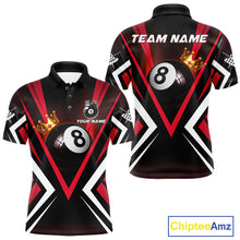 Load image into Gallery viewer, Crown 8 ball black and red men billiard polo shirt custom team design