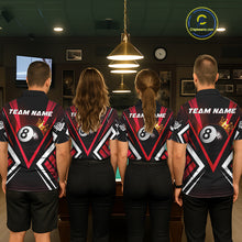 Load image into Gallery viewer, Personalized Crown 8 Ball Pool Black And Red Polo Shirts For Men, Custom Billiard Team Apparel NYN3293