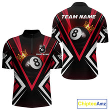 Load image into Gallery viewer, Crown 8 ball black and red men billiard 1/4-zip shirt custom team design