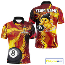 Load image into Gallery viewer, Yellow red splatter duck 8 ball billiard polo shirt for men funny design