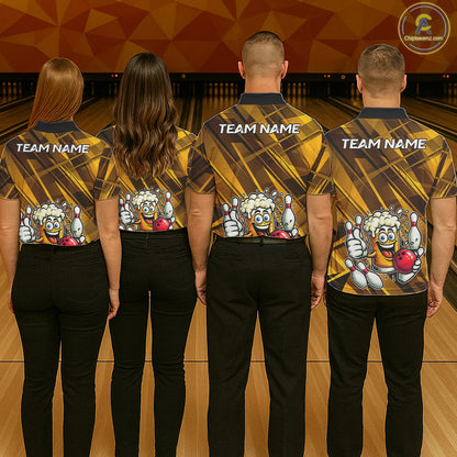 Neon Yellow Funny Beer Bowling Shirt For Women Custom Beer Bowling League Polo & 1/4-Zip Jersey NYN4178