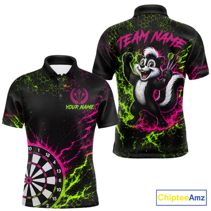 Neon Lime Green & Pink Splatter Dartboard Custom Funny Skunk Dart Shirts For Men Dart Team Jersey NYN4182