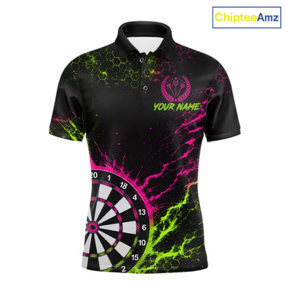 Neon Lime Green & Pink Splatter Dartboard Custom Funny Skunk Dart Shirts For Men Dart Team Jersey NYN4182