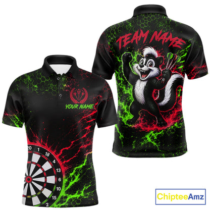 Neon Lime Green & Red Splatter Dartboard Custom Funny Skunk Dart Shirts For Men Dart Team Jersey NYN4183