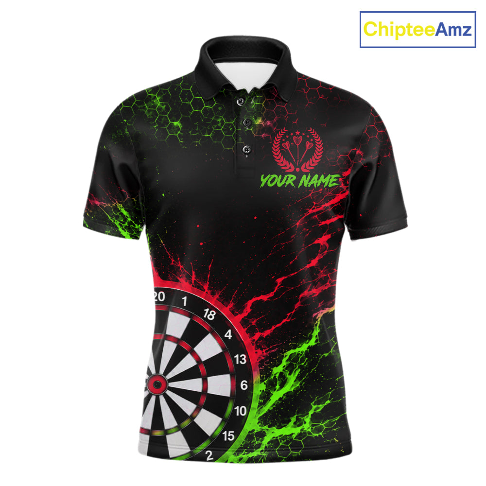 Neon Lime Green & Red Splatter Dartboard Custom Funny Skunk Dart Shirts For Men Dart Team Jersey NYN4183