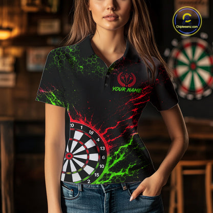 Neon Lime Green & Red Splatter Dartboard Custom Funny Skunk Dart Shirts For Women Dart Team Jersey NYN4183