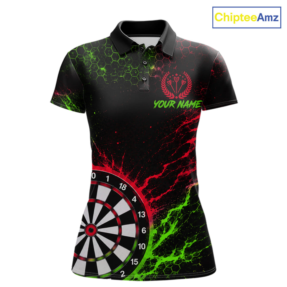 Neon Lime Green & Red Splatter Dartboard Custom Funny Skunk Dart Shirts For Women Dart Team Jersey NYN4183
