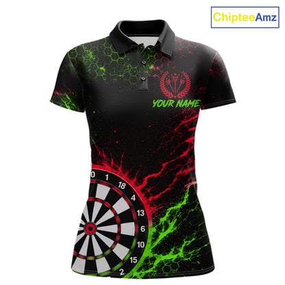Neon Lime Green & Red Splatter Dartboard Custom Funny Skunk Dart Shirts For Women Dart Team Jersey NYN4183