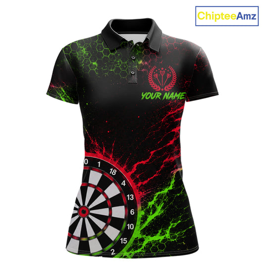 Neon Lime Green & Red Splatter Dartboard Custom Funny Skunk Dart Shirts For Women Dart Team Jersey NYN4183