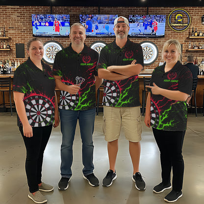 Neon Lime Green & Red Splatter Dartboard Custom Funny Skunk Dart Shirts For Women Dart Team Jersey NYN4183