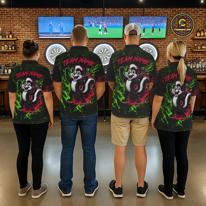 Neon Lime Green & Red Splatter Dartboard Custom Funny Skunk Dart Shirts For Women Dart Team Jersey NYN4183