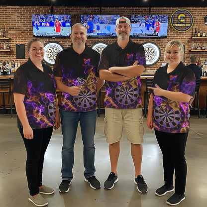 Smoke Butterfly Dartboard Women Dart Polo & 1/4-Zip Shirt Custom Orange Purple Dart Jersey For Darters NYN4598