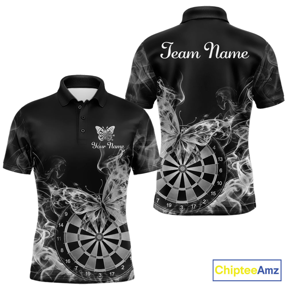 Smoke Butterfly Dartboard Men Dart Polo & 1/4-Zip Shirt Custom Grey Dart Jersey For Darters NYN4599