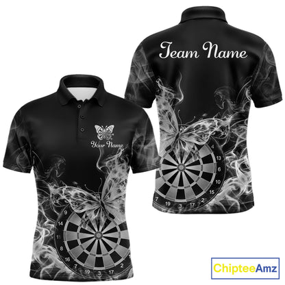 Smoke Butterfly Dartboard Men Dart Polo & 1/4-Zip Shirt Custom Grey Dart Jersey For Darters NYN4599