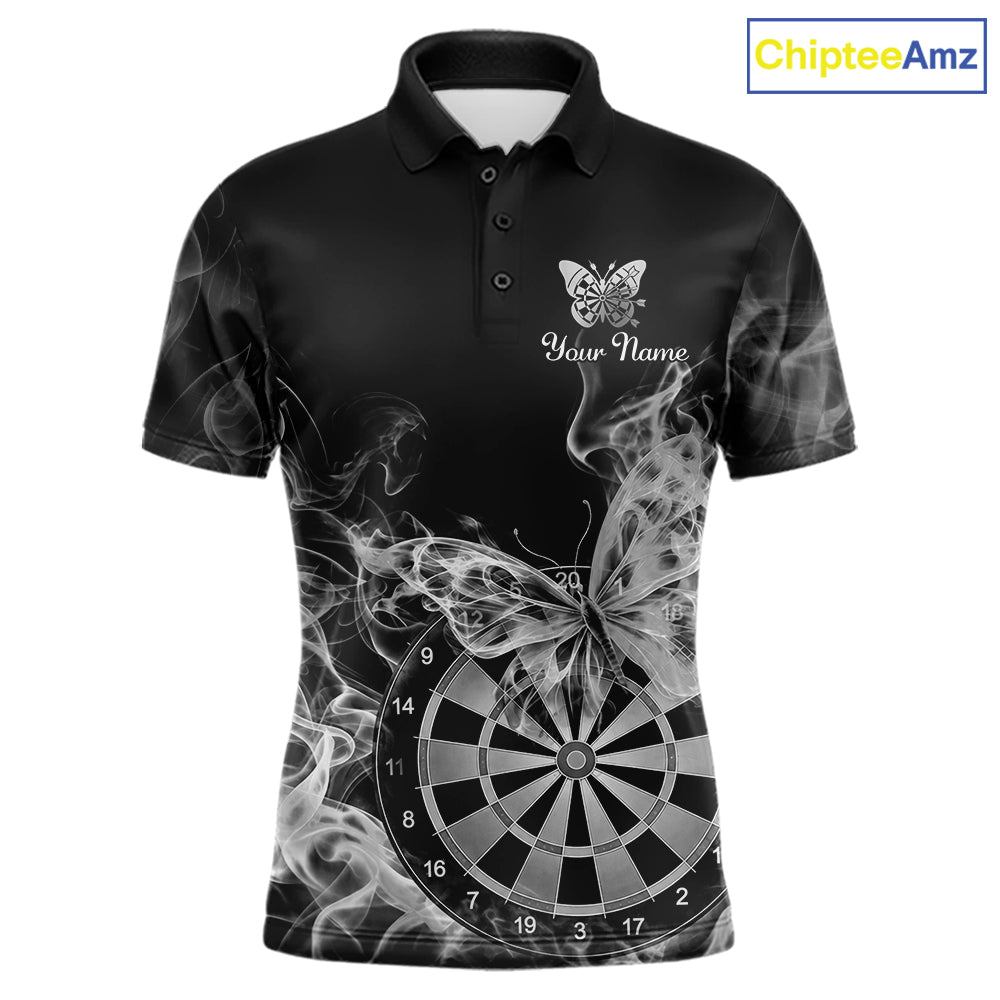Smoke Butterfly Dartboard Men Dart Polo & 1/4-Zip Shirt Custom Grey Dart Jersey For Darters NYN4599