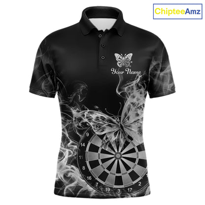 Smoke Butterfly Dartboard Men Dart Polo & 1/4-Zip Shirt Custom Grey Dart Jersey For Darters NYN4599