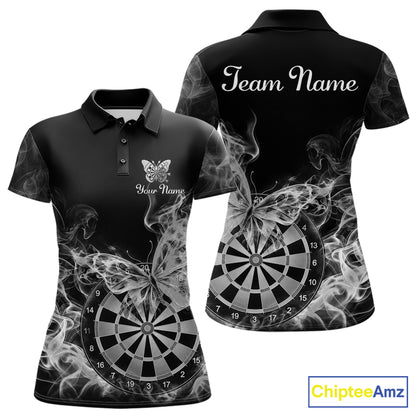 Smoke Butterfly Dartboard Women Dart Polo & 1/4-Zip Shirt Custom Grey Dart Jersey For Darters NYN4599