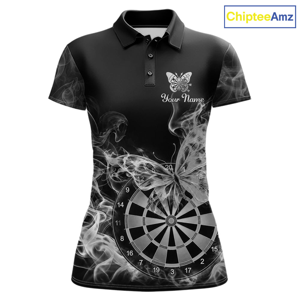 Smoke Butterfly Dartboard Women Dart Polo & 1/4-Zip Shirt Custom Grey Dart Jersey For Darters NYN4599