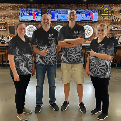 Smoke Butterfly Dartboard Women Dart Polo & 1/4-Zip Shirt Custom Grey Dart Jersey For Darters NYN4599