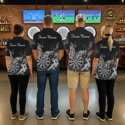 Smoke Butterfly Dartboard Women Dart Polo & 1/4-Zip Shirt Custom Grey Dart Jersey For Darters NYN4599