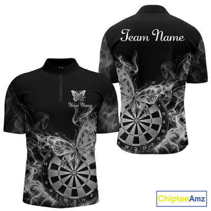 Smoke Butterfly Dartboard Men Dart Polo & 1/4-Zip Shirt Custom Grey Dart Jersey For Darters NYN4599