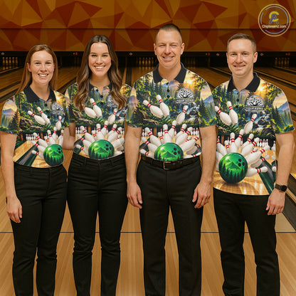 Forest Green Bowling Polo Quarter Zip Shirts For Women Custom Youth Bowling Team Jerseys NYN4943
