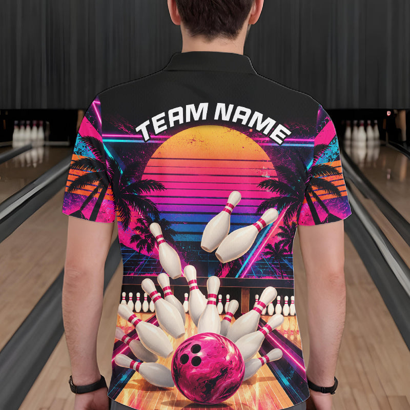Vintage 80S Bowling Polo Quarter Zip Shirts For Men Custom Youth Retro Bowling Team Jerseys NYN4944