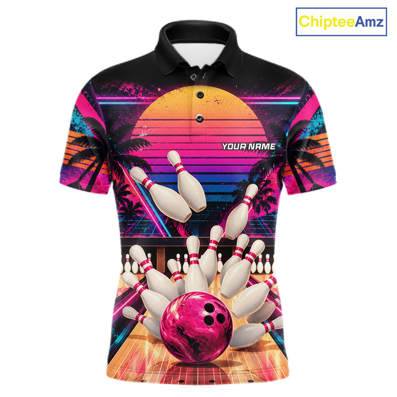 Vintage 80S Bowling Polo Quarter Zip Shirts For Men Custom Youth Retro Bowling Team Jerseys NYN4944