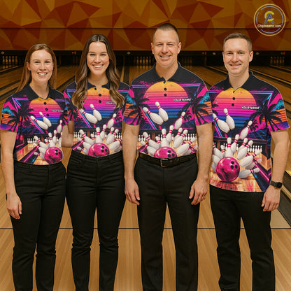 Vintage 80S Bowling Polo Quarter Zip Shirts For Women Custom Youth Retro Bowling Team Jerseys NYN4944