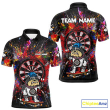Load image into Gallery viewer, Multi-Color Splatter Funny Bulldog Custom Men Darts Polo League Shirts Dart Team Jerseys NYN2255