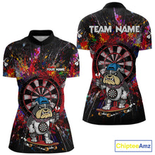 Load image into Gallery viewer, Multi-Color Splatter Funny Bulldog Custom Women Darts Quarter-Zip League Shirts Dart Team Jerseys NYN2255