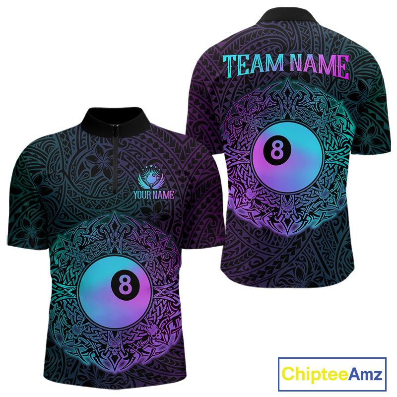 Custom Blue & Purple Tribal 8 Ball Billiard Jersey For Men Billiard Clothes Billiard Team Shirts NYN2924