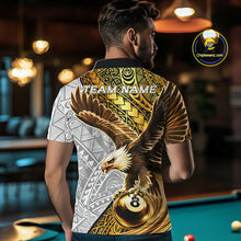 Load image into Gallery viewer, White And Gold Tribal Pattern Billiard Jersey For Men Custom Eagle 8 Ball Billiard Team Shirts NYN2926