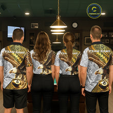 Load image into Gallery viewer, White And Gold Tribal Pattern Billiard Jersey For Women Custom Eagle 8 Ball Billiard Team Shirts NYN2926