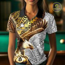 Load image into Gallery viewer, White And Gold Tribal Pattern Billiard Jersey For Women Custom Eagle 8 Ball Billiard Team Shirts NYN2926
