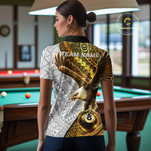 Load image into Gallery viewer, White And Gold Tribal Pattern Billiard Jersey For Women Custom Eagle 8 Ball Billiard Team Shirts NYN2926