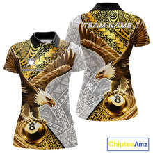 Load image into Gallery viewer, White And Gold Tribal Pattern Billiard Jersey For Women Custom Eagle 8 Ball Billiard Team Shirts NYN2926