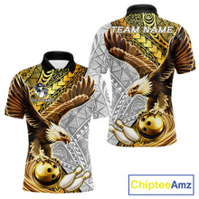 Load image into Gallery viewer, Black And Gold Tribal Bowling Jersey For Men Custom Eagle Tribal Team Shirts Bowling League NYN2927