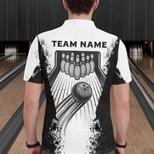 Load image into Gallery viewer, White And Grunge Black Bowling Jerseys For Men Custom Bowling Polo 1/4-Zip Shirt, Gift For Bowlers NYN3127