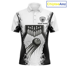 Load image into Gallery viewer, White And Grunge Black Bowling Jerseys For Men Custom Bowling Polo 1/4-Zip Shirt, Gift For Bowlers NYN3127