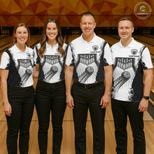 Load image into Gallery viewer, White And Grunge Black Bowling Jerseys For Men Custom Bowling Polo 1/4-Zip Shirt, Gift For Bowlers NYN3127