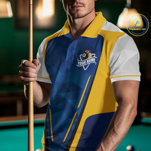 Load image into Gallery viewer, Yellow And Blue Geometric Mens Billiard Shirts Custom Polo &amp; 1/4-Zip Billiard Team Jersey NYN3306